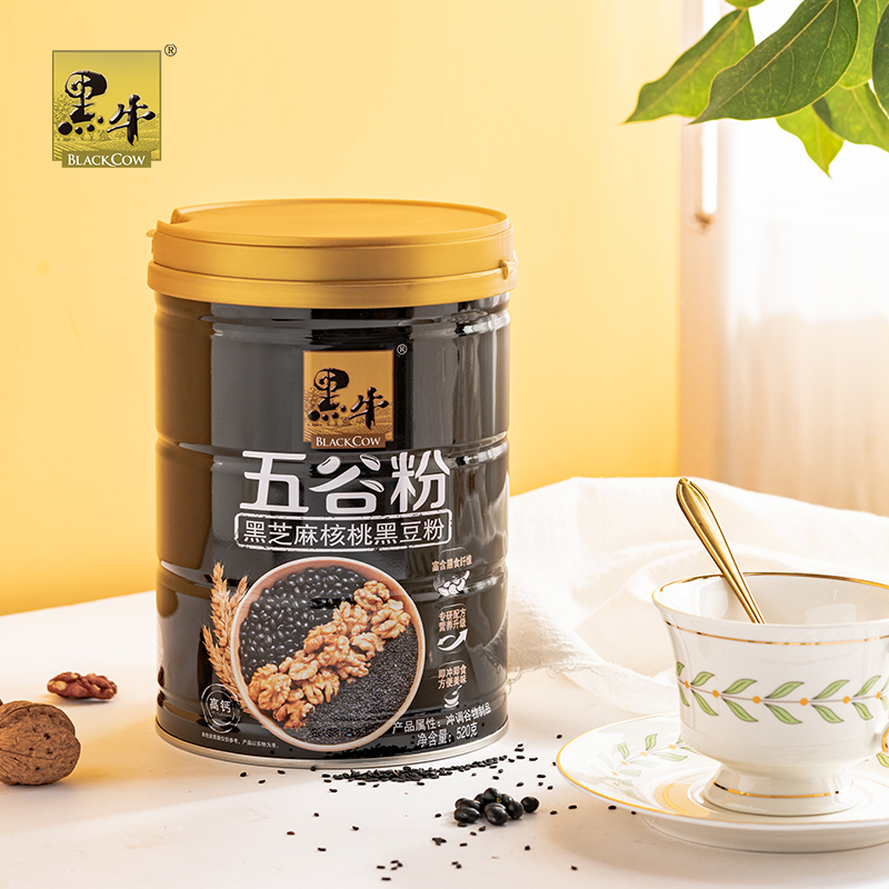 黑牛黑芝麻核桃黑豆粉520g罐装杂粮早餐代餐食品即冲即食懒人速食|ruв категории кофе/хлопья/напиток, натуральный порошок питание - от Buy2taobao.com для оказания профессиональной услуги покупки агента Taobao