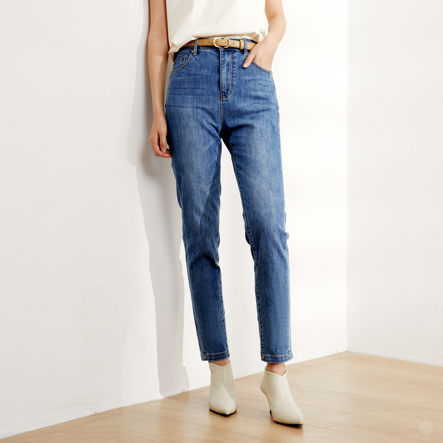 戎美【kz0820669】土耳其琎口orta面料牛仔裤柔韧微弹巨显腿直