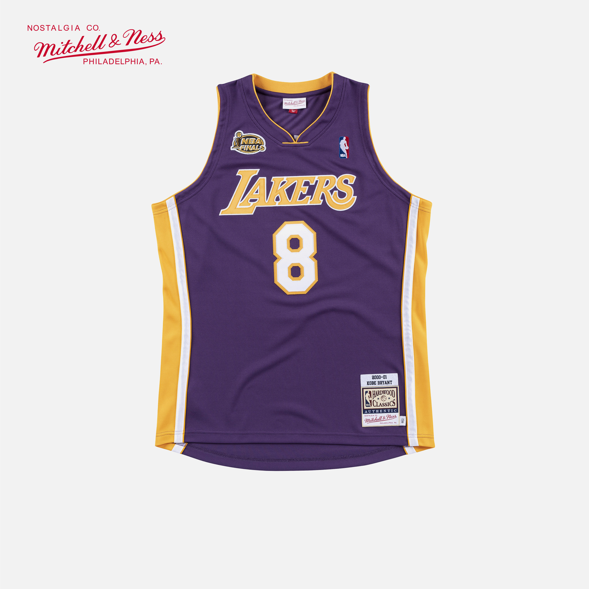 mitchellness mn科比8号球衣00-01年湖人队au复古篮球服刺绣背心
