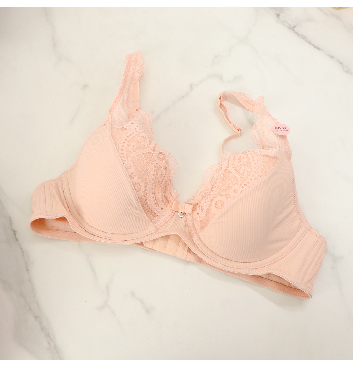 75b 法单 kiabi 肤色螺纹薄款文胸内衣女