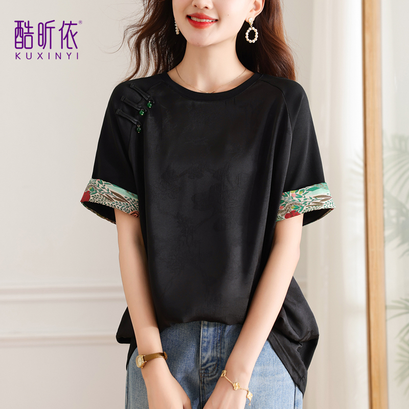 新中式国风短袖t恤女2024夏季新
