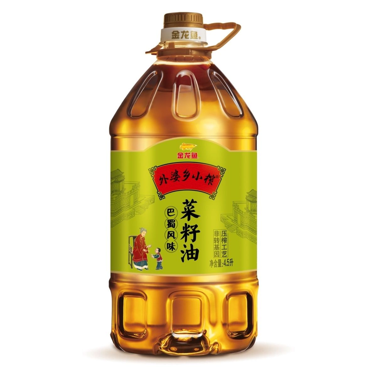 金龙鱼外婆乡巴蜀风味小榨菜籽油4.5L装非转基因菜籽油