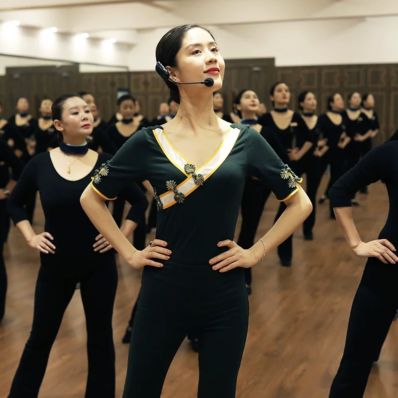 邱凌老师同款形体礼仪培训服套装 现代舞蹈练功服优雅
