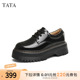 TATA他她厚底小皮鞋女黑色JK鞋单鞋女鞋子制服鞋春季新款JLU02AM5