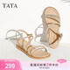 Tata他她坡跟凉鞋女外穿一字带沙滩凉鞋女时尚2024夏季新7UA03BL4