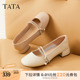 TATA他她复古粗跟玛丽珍鞋女鞋休闲气质真皮浅口单鞋春季YCZ04AQ5