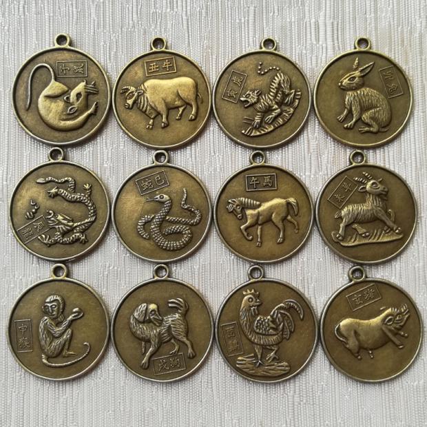 三易轩 仿古钱币/合金铜钱/*十二生肖-观音*铜钱吊坠铜钱虎马狗兔