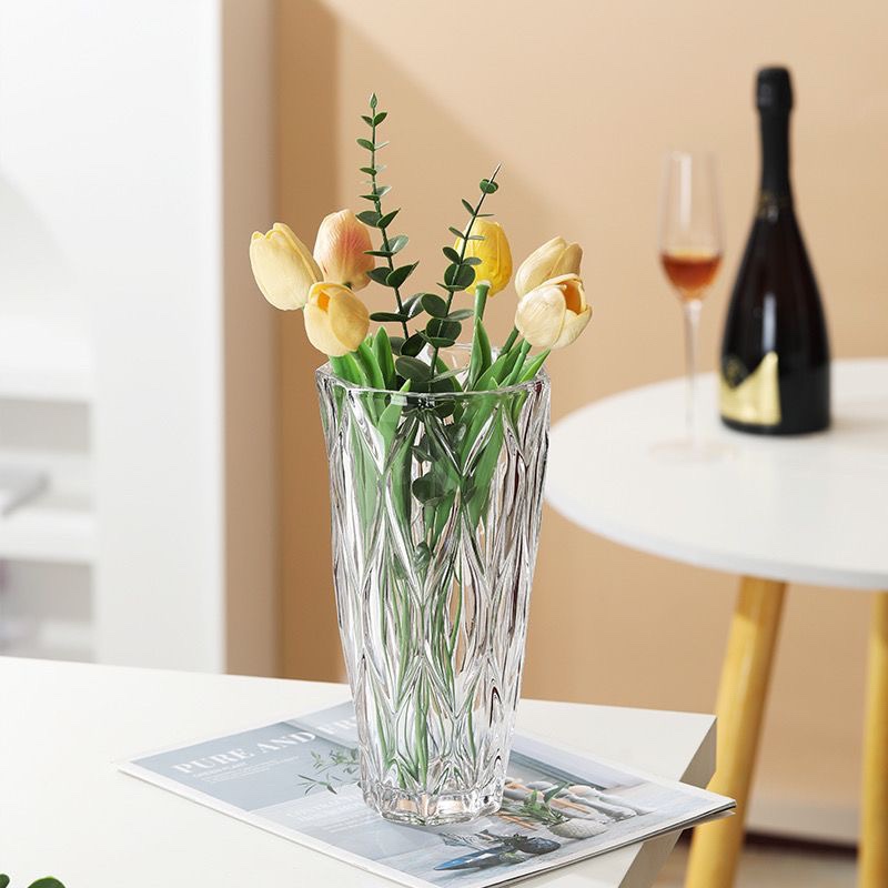 北欧轻奢水晶玻璃花瓶网红透明创意水养玫瑰百合鲜花客厅插花摆件
