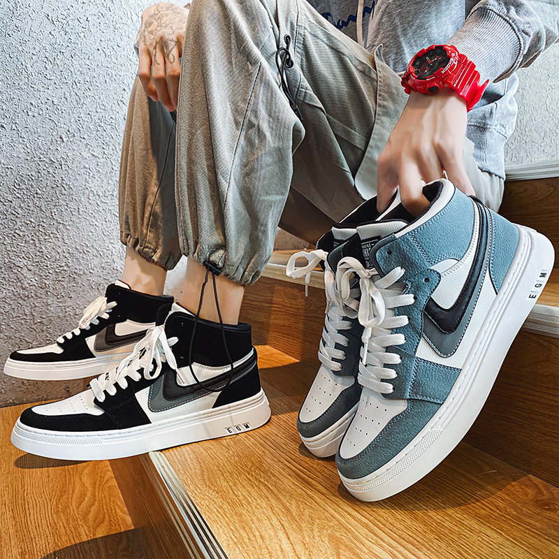 男鞋冬季2021新款aj潮流高帮板鞋韩版百搭青少年空军一号运动潮鞋