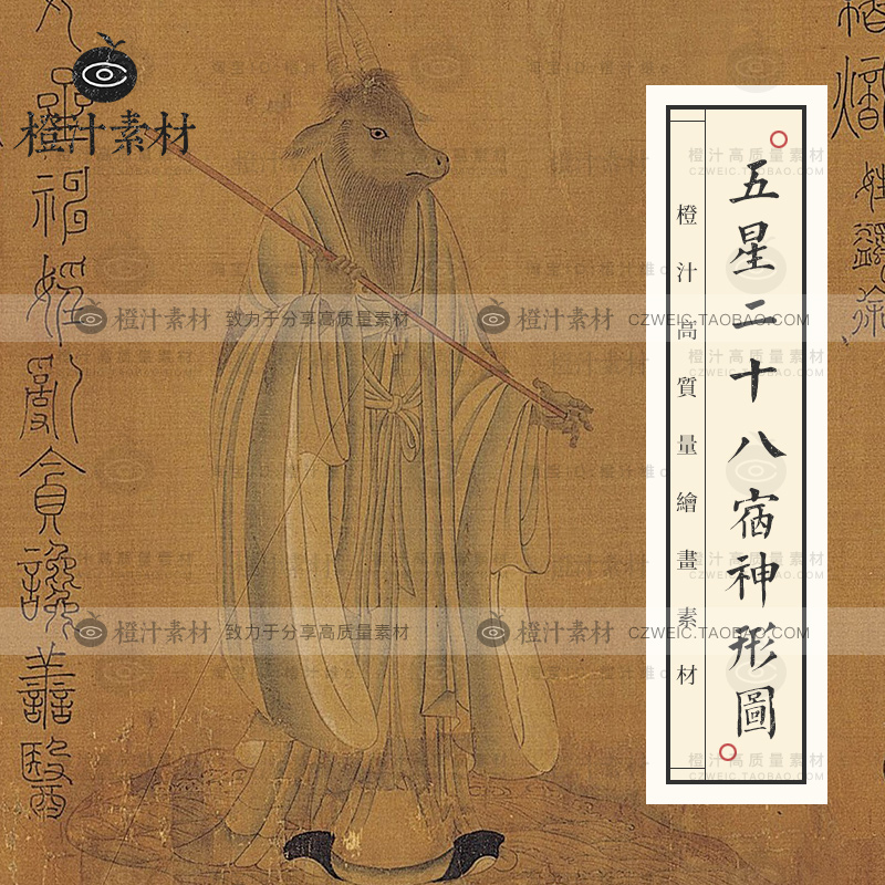 五星二十八宿神形图长卷古代神仙妖怪梁令瓒绘画设计