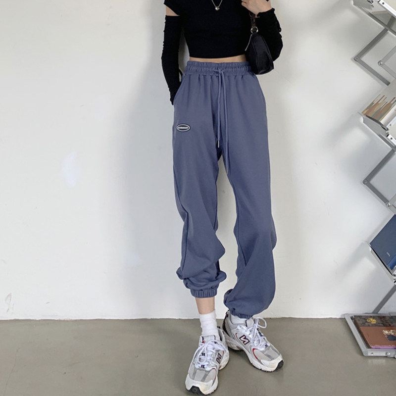 运动裤女宽松束脚裤潮加厚加绒