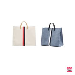 韩版新款时尚简约购物包条纹拼色帆布包大容量单肩包手提斜挎包