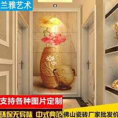 陶瓷砖背景墙砖现代客厅电视机背景墙瓷砖艺术瓷砖玄关装饰画瓶花