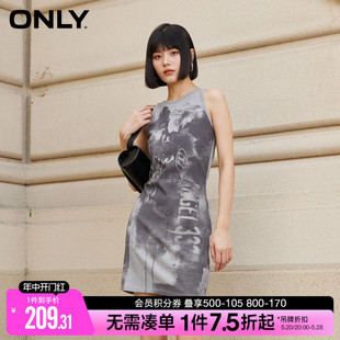 【遛弯裙】ONLY2024夏季新款复古显瘦印花辣妹无袖短款连衣裙女