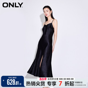 【觅光裙】ONLY夏季时尚气质法式显瘦V领吊带中长小黑裙连衣裙女