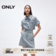 ONLY2025夏季新款做旧性感露腰设计翻领短袖牛仔短裙连衣裙女