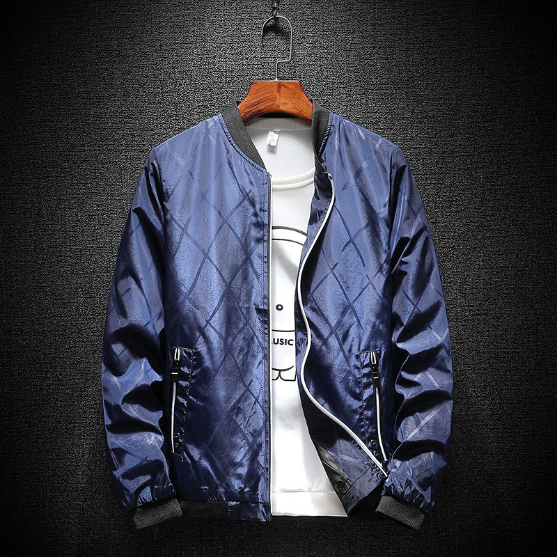 雄马腾飞秋季新款修身棒球领夹克衫男士外套中年商务休闲男装上衣