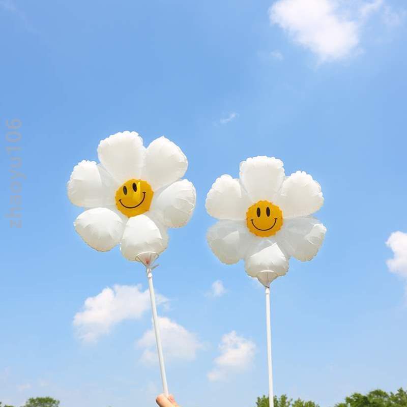 太阳花开学气球生日拍照笑脸道具花朵雏菊幼儿园@啦白色布置小装