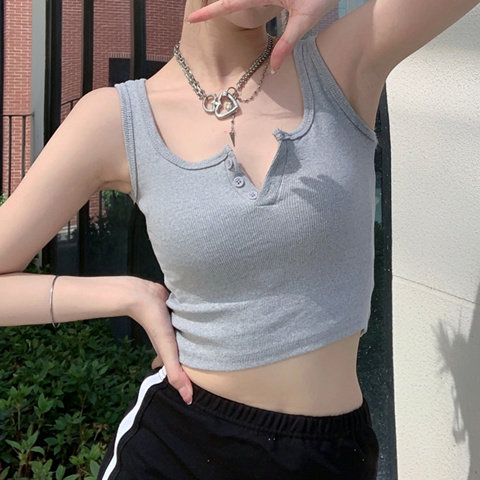 白色内搭工字运动吊带小背心女