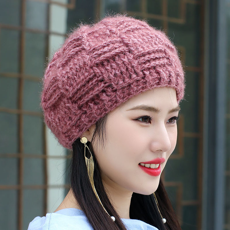 胭涩旗舰店的优惠券大全—优雅编织毛线帽秋冬保暖护耳针织帽女洋气