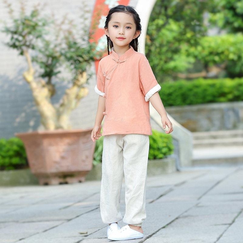 原创棉麻女童古装汉服夏装中国风儿童唐装小孩中式服装民国复古