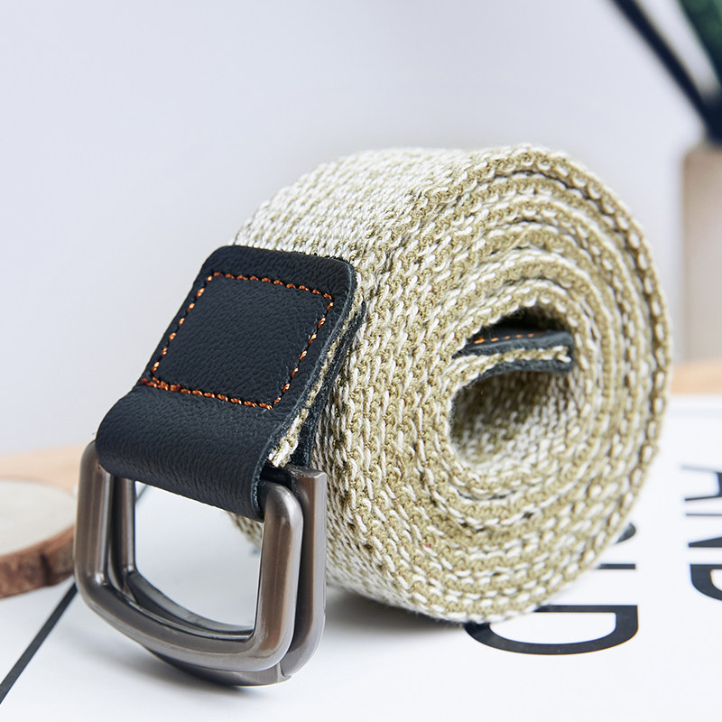 艾斐简 双环扣帆布腰带 男女通用布皮带 青年学生户外时尚裤带男