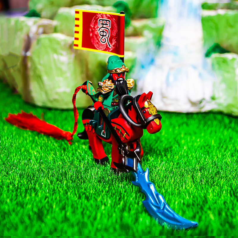 国潮积木三国演义冰封战神关羽人仔三国小侠新年国风拼装玩具礼物