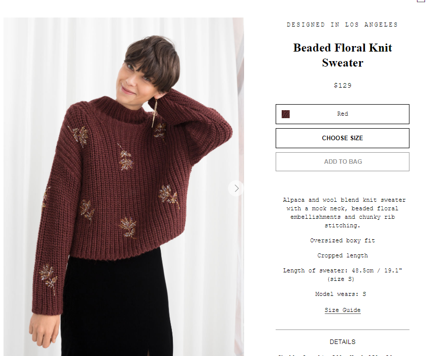 8折 现货otherstories Beaded Floral Knit Sweater 钉珠咖色毛衣|ruв категории Женская одежда, свитер - от Buy2taobao.com для оказания профессиональной услуги покупки агента Taobao