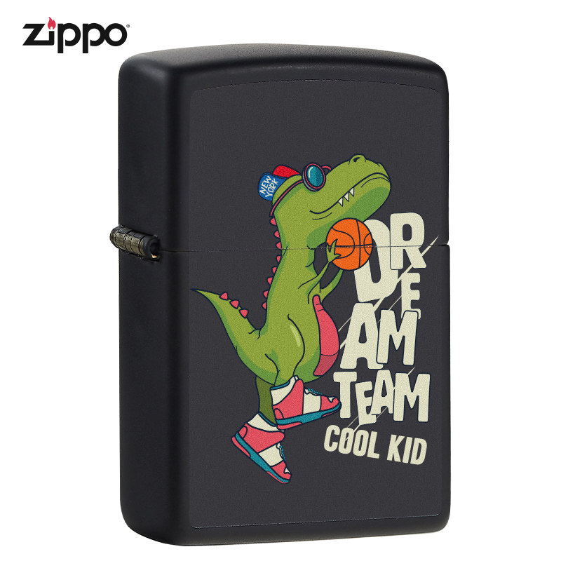 打火机zippo正版男士纪念zipper官网彩印卡通小恐龙送男友煤油