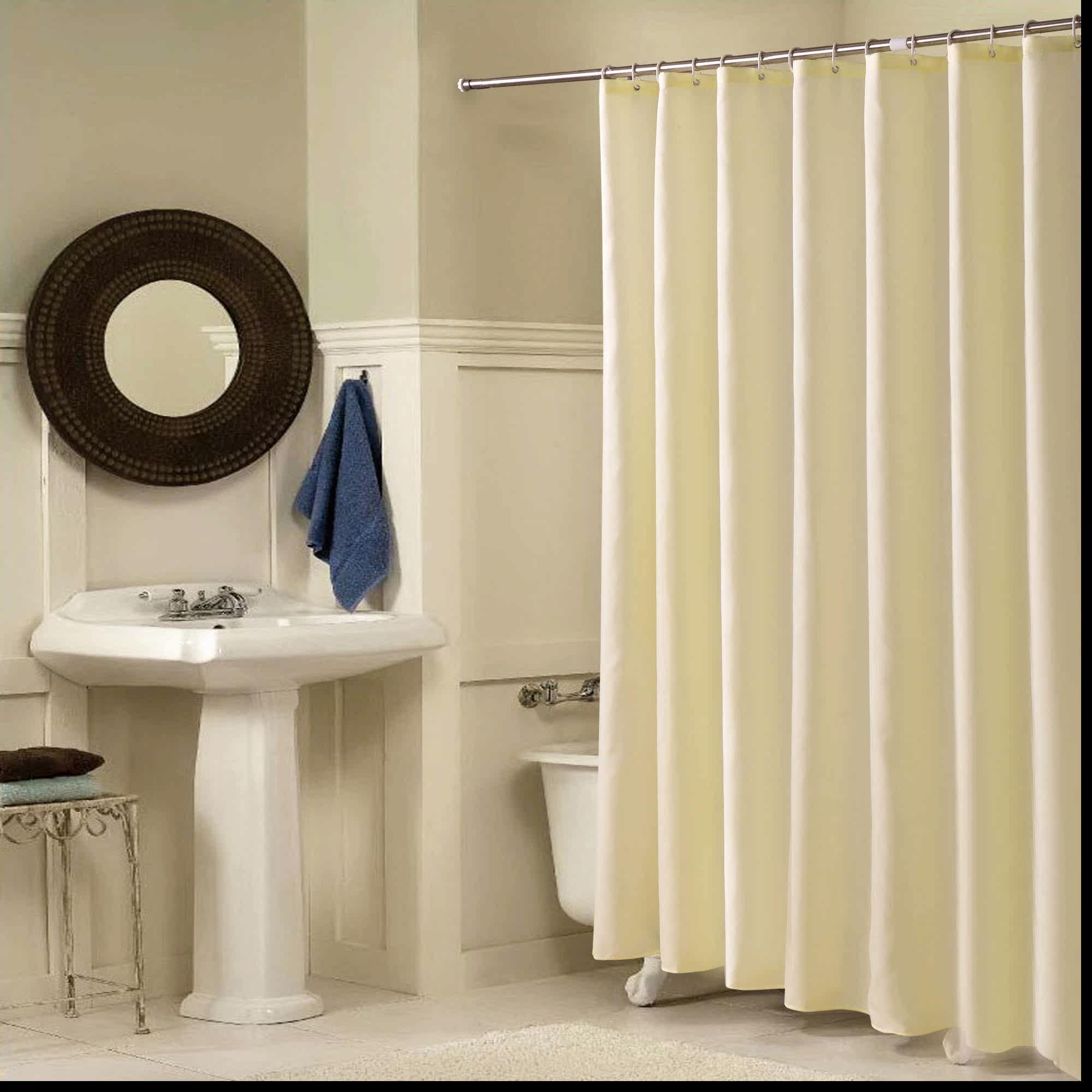 暖米色浴帘纯色 酒店宾馆浴室防水防霉涤纶布 送挂钩可定制_6折现价