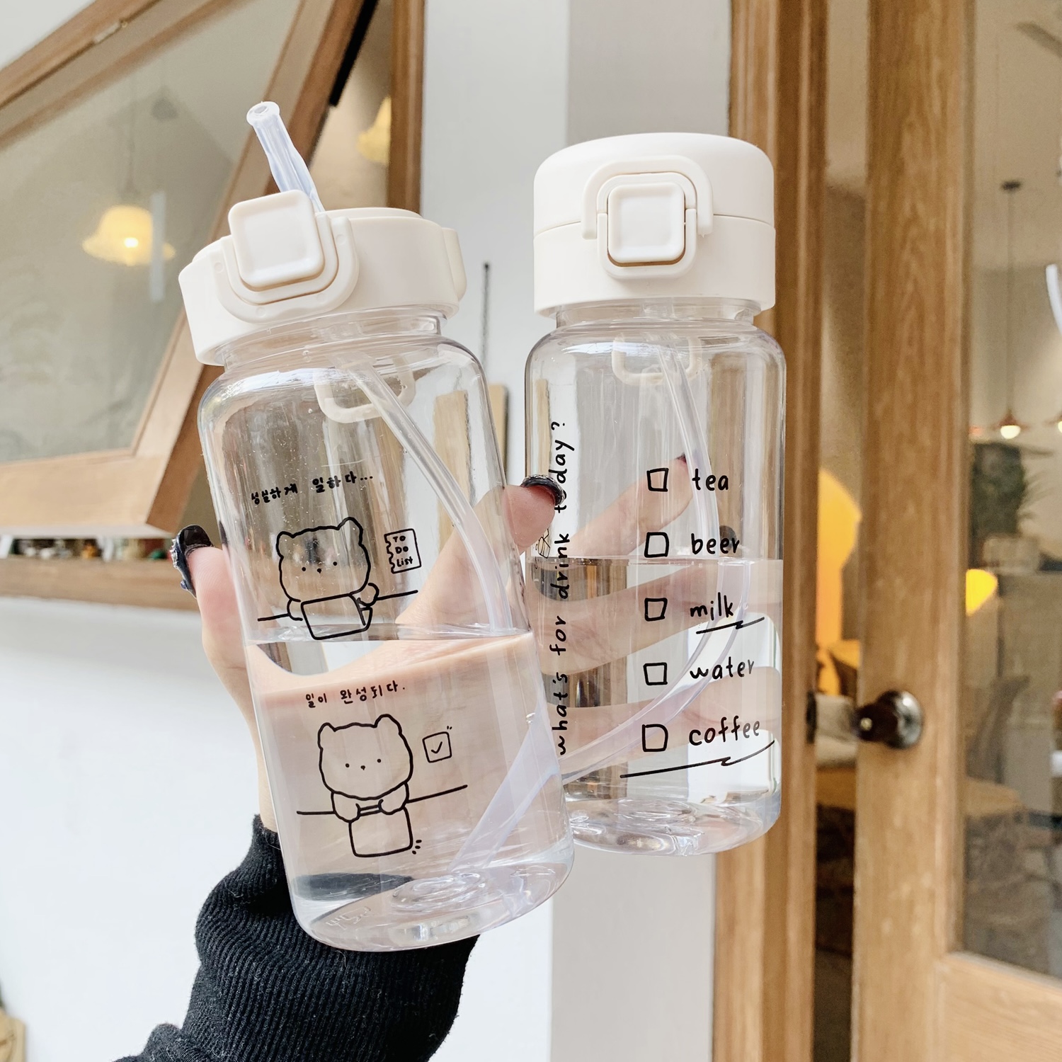 ins网红杯子可爱创意水杯学生防摔高颜值吸管杯少女心塑料杯儿童