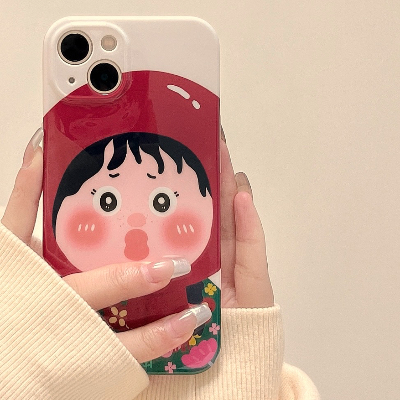 ins卡通可爱搞怪嘟嘴女孩适用苹果14手机壳iphone13promax新款12小众