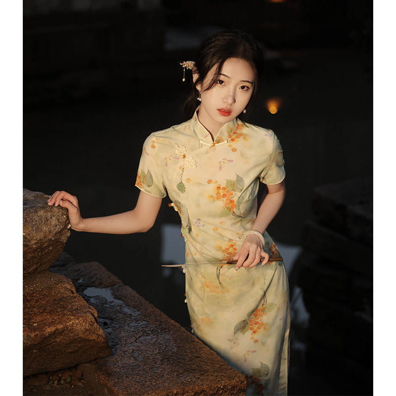 大全—新中式旗袍年轻款少女日常国风气质礼服连衣裙民国女夏季印花
