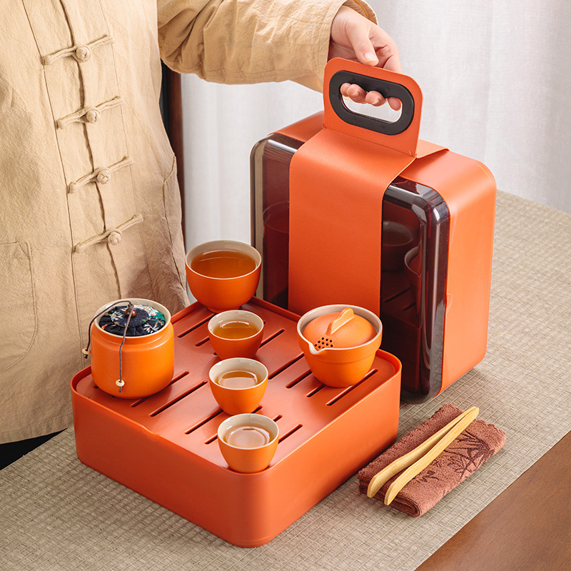 旅行茶具便携式户外功夫茶泡茶套装收纳盒商务伴手礼中式可印logo