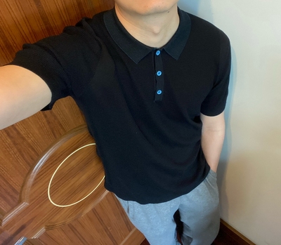 外援法国小众 针织Polo衫马球衫 男 拼接 纯棉 简约优雅基础款