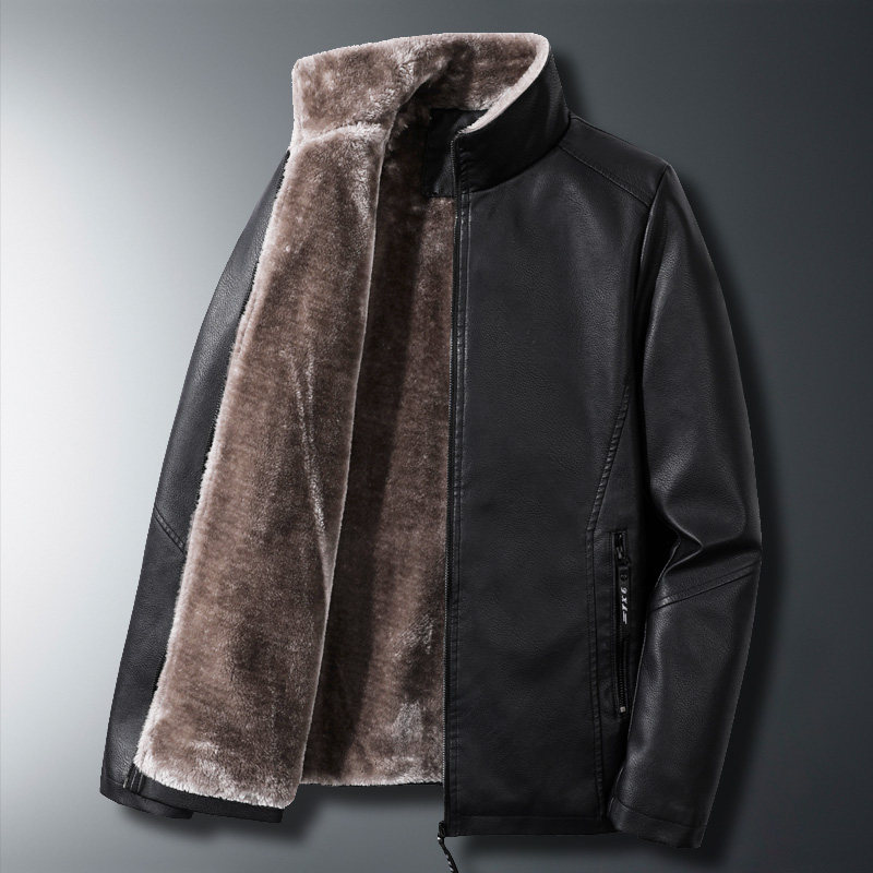 加厚羊羔毛皮衣男款冬季加绒外套皮夹克派克服机车皮毛一体男冬装