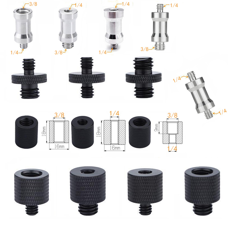 手机直播三脚架转换螺丝1/4转3/8螺帽双头加长螺母螺纹背景布支架