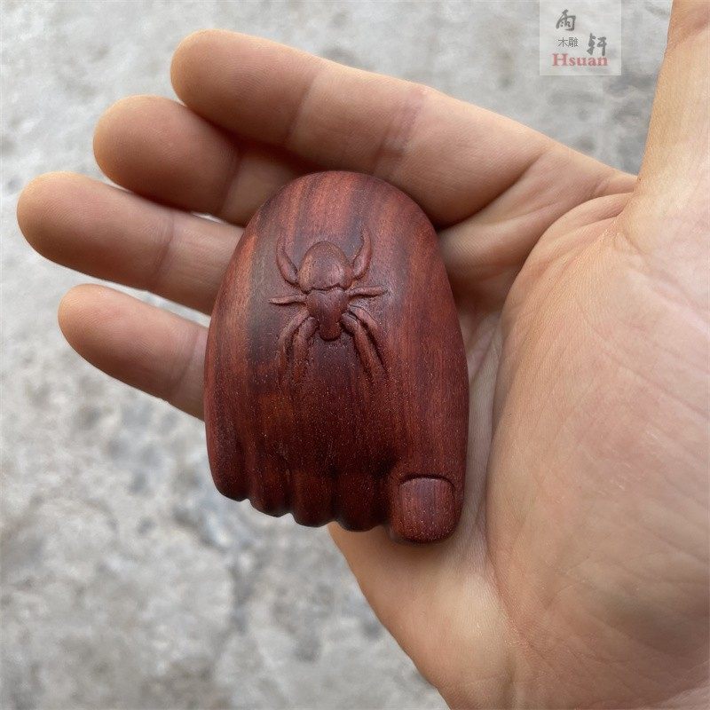 小叶紫檀木雕知足常乐小脚丫钥匙扣包包挂件文玩手把件 男士 随身