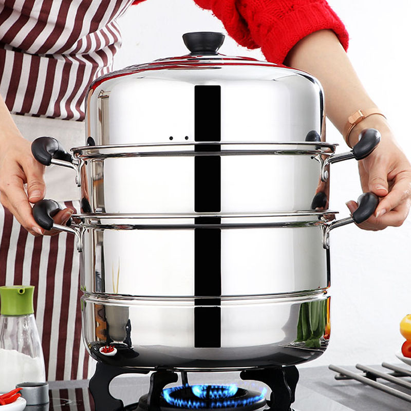 steamer Stainless steel three layers thickening Soup pot Chafing dish 32 multi-storey steamer household Electromagnetic furnace 26-30cmin the Kitchen/Cooking utensils , Cooking utensils , Cookware/Pot/Kettle , Steamer category - from Buy2taobao.com to provide professional Taobao agent buy service