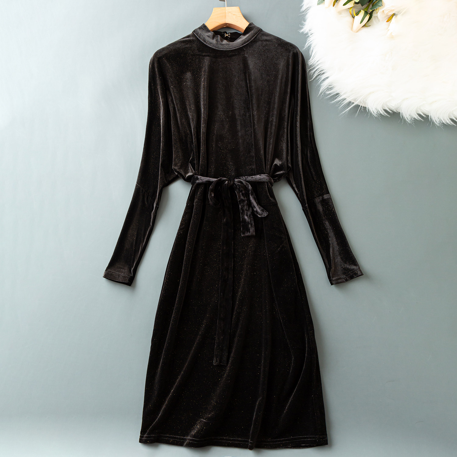 立领连衣裙长裙