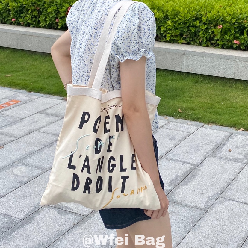 Wfei日韩pb同款字母刺绣手提包