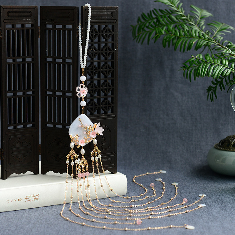 聆琅原创古风琉璃浅蓝紫发夹汉服配饰一对带流苏价云qyq010清