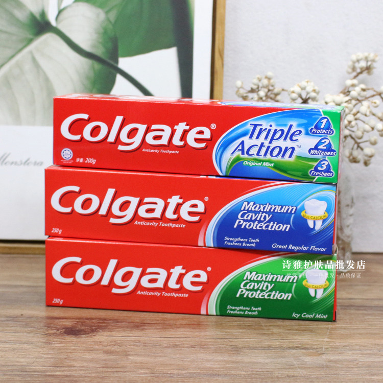 高露洁牙膏 进口 250g_进口colgate高露洁口腔防护清新薄荷型牙膏250g