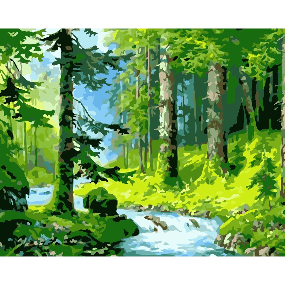 DIY数字油画自己填色材料包白桦林白杨树深山老林玛雅丛林装饰画