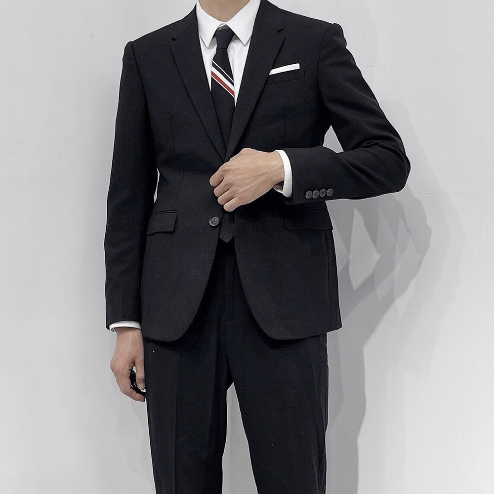 韩版潮牌纯色套装男士件套修身西装正装伴郎新郎结婚礼服西服 原价369