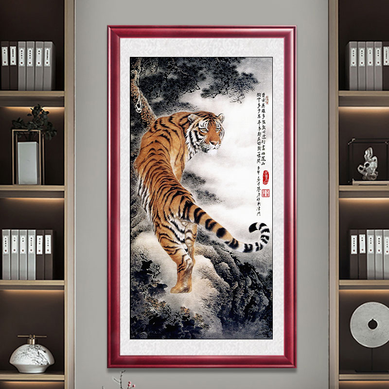 虎画老虎下山虎客厅新中式装饰画虎画装饰画省3元