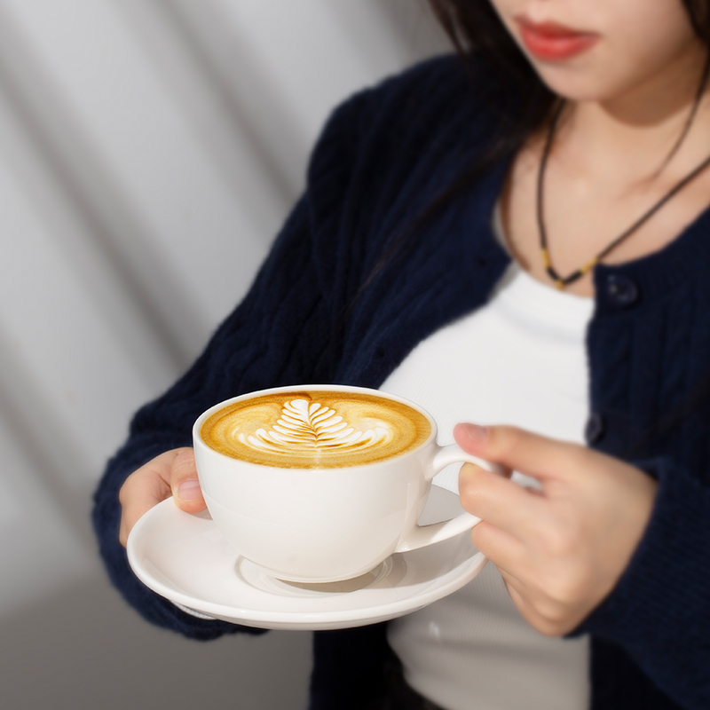 陶瓷咖啡杯意式浓缩拿铁杯简约大口径专业比赛拉花杯卡布奇诺杯子