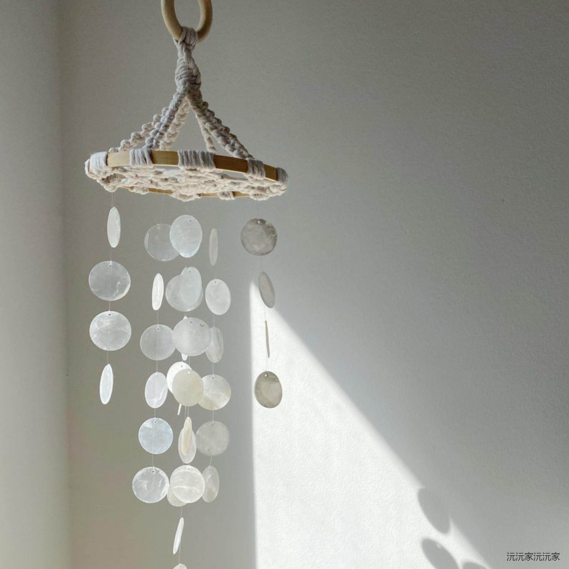 法式风铃纯手工编制贝壳风铃儿童房婴儿挂饰民宿装饰海边公主风铃