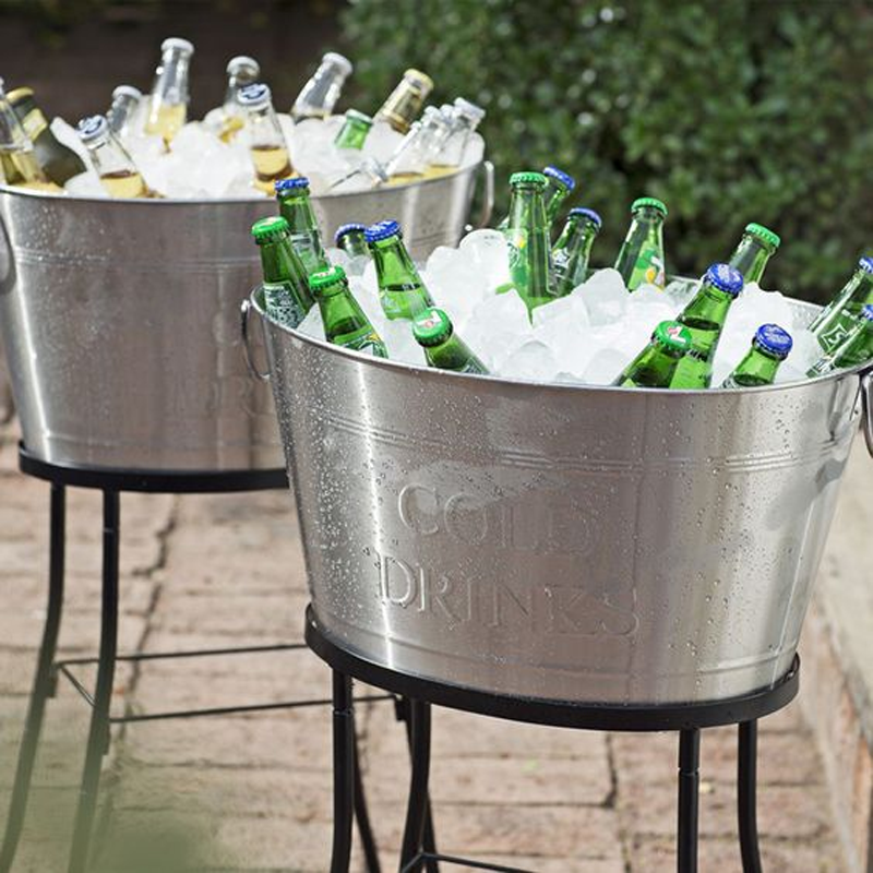 不锈钢大冰桶椭圆形大号简约宴请家用酒吧创意冰块冰桶