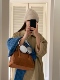 芝士商店~韩国棕色复古手提包女上班通勤包包麂皮绒旅行波士顿包